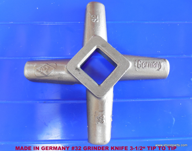 GERMAN MADE MEAT GRINDER #32 KNIFE 3-1/2" TIP TO TIP